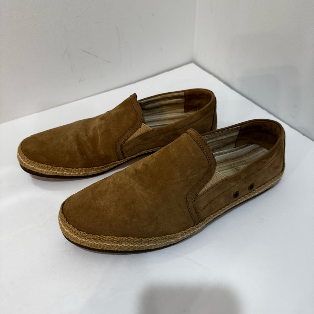 J&M Classic Suede Tan Coastal Espadrille Slip-On Loafers size 8.5